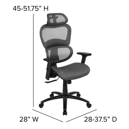 Flash Furniture Office Chair, Mesh, Gray H-LC-1388F-1K-GY-GG
